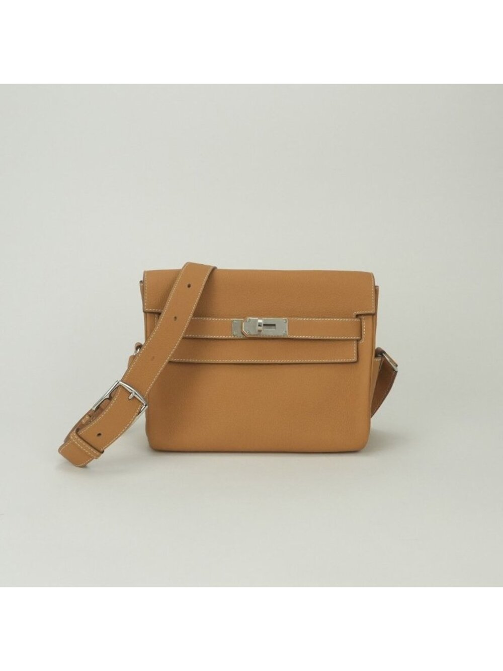 Hermes Kelly Messenger PM Shoulder Bag Togo Naturalsable Beige Silver